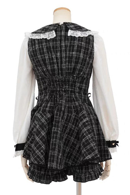 Black/White Japanese Lace Sweet Jirai Kei Dress Blouse Shorts Set