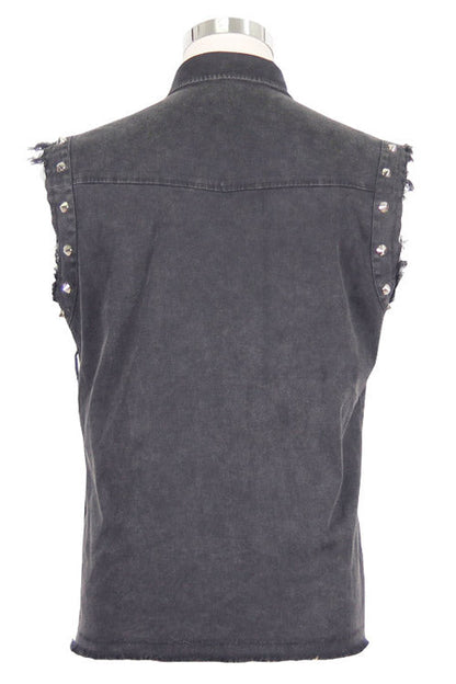Black Rock Unedged Sleeveless Faded Mens Punk Blouse
