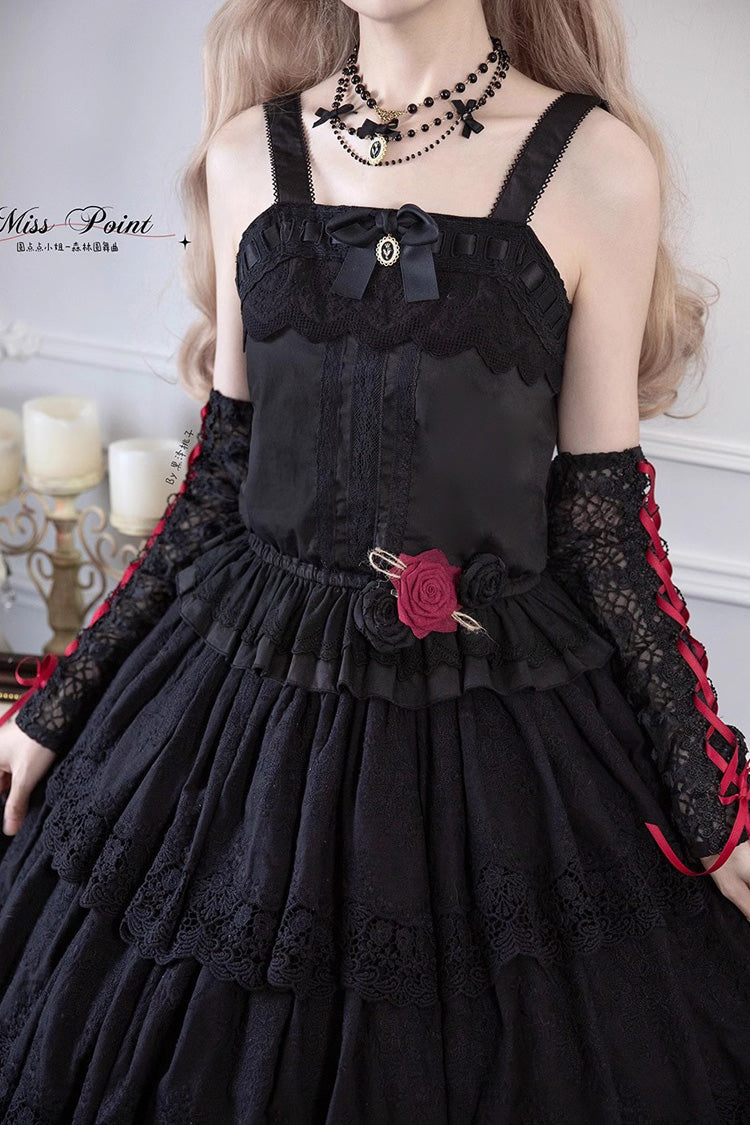 Black [Forest Waltz] Embroidery Sweet Elegant Lolita Suspender Top