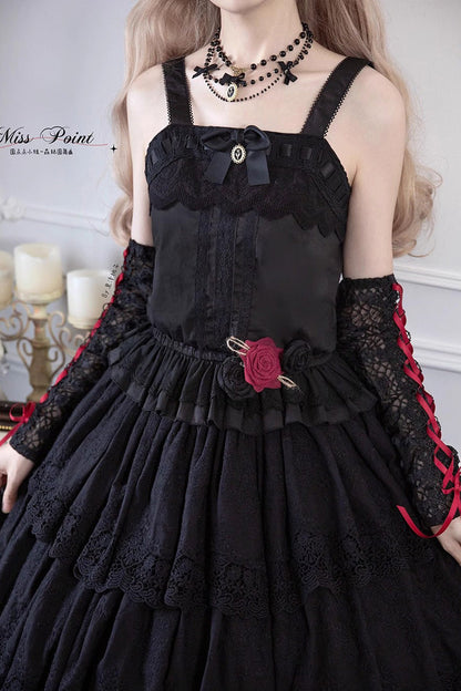 Black [Forest Waltz] Embroidery Sweet Elegant Lolita Suspender Top