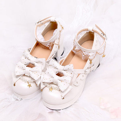 Stars Pendants Bowknot Lace Classic Lolita Heel Shoes