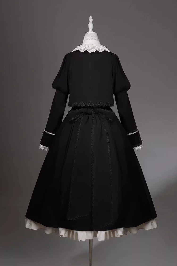 Black/White [Violin Variations] Ruffled Embroidered Gothic Lolita Jumper Dress Set
