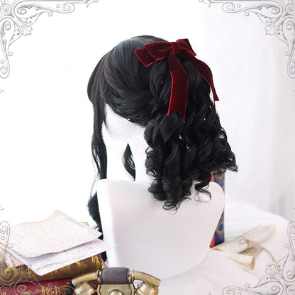Black roman roll long classic lolita wigs