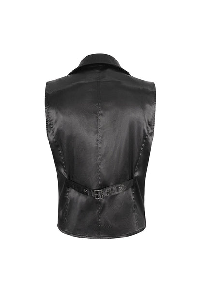 Black/Red Embossed Feather Men's Gothic Waistcoat
