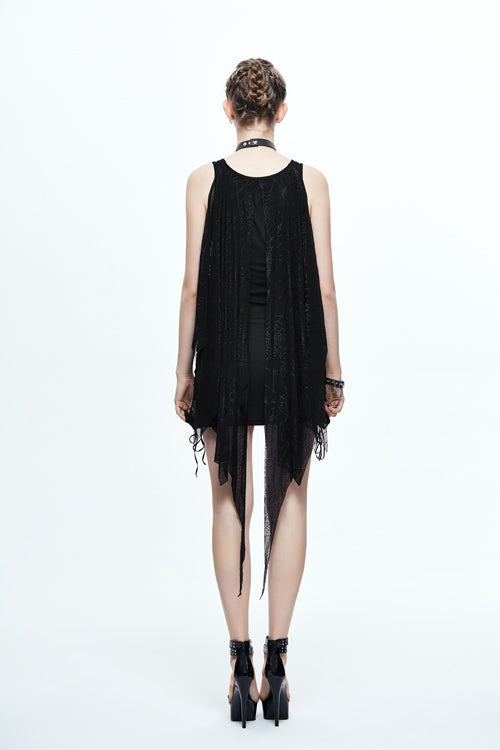 Black Two Wearing Bat Wings Spider Web Shawl Punk Sexy Womens Dress