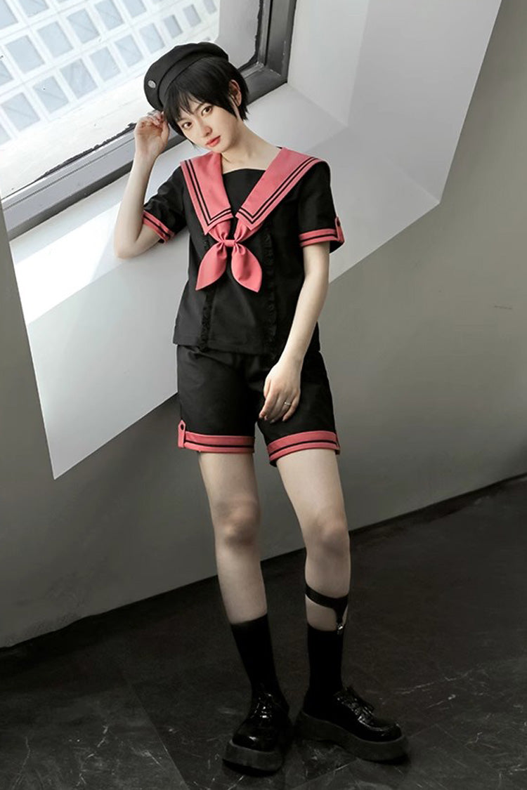Black Voyage To Atlantis Navy Style Short Sleeves Prince Ouji Lolita Set