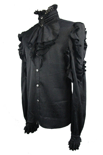 Black Vampire Ruffled Sleeves Mens Gothic Blouse