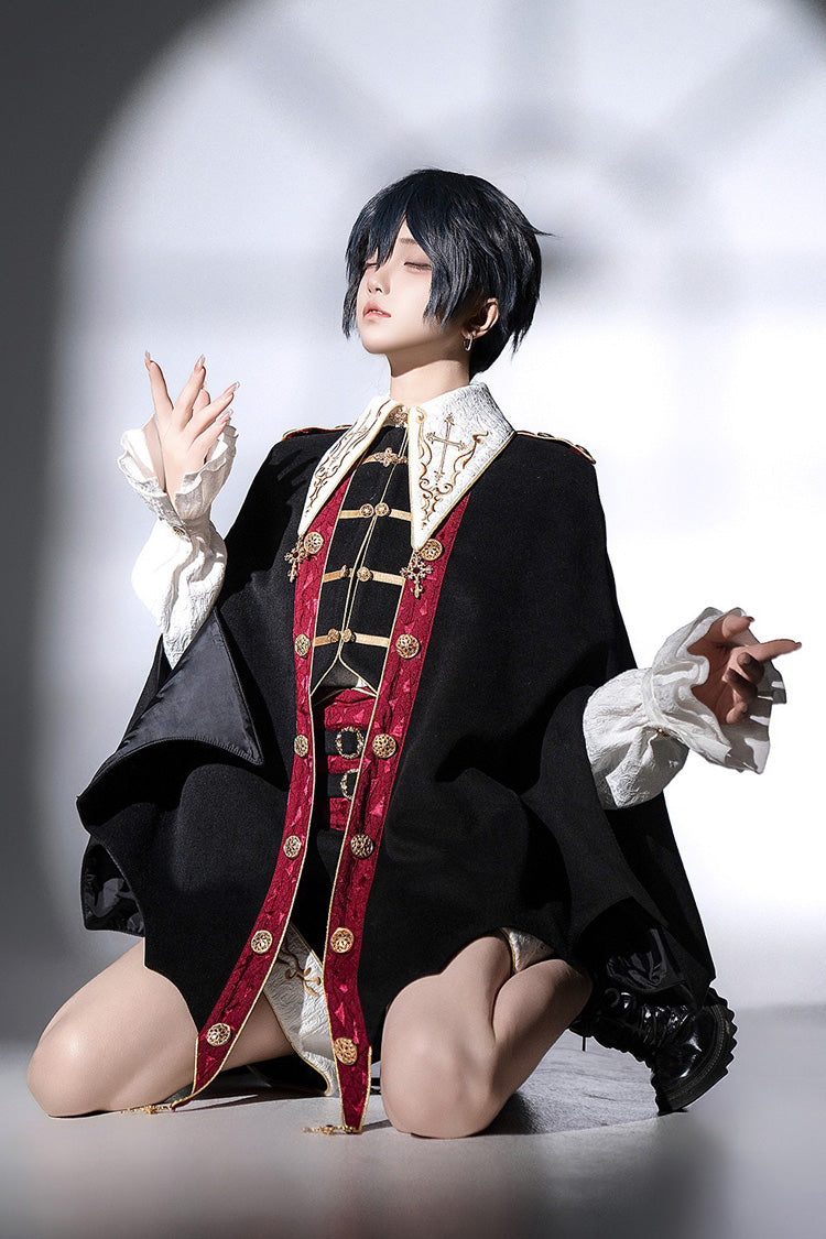 Black [Vampire Noble Court] Long Sleeves Embroidery Gothic Prince Handsome Ouji Lolita Set