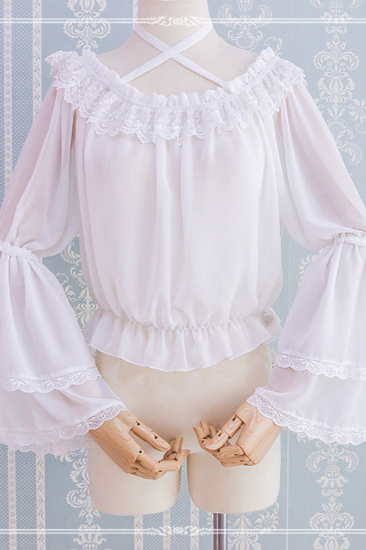 Chiffon Long Ji Sleeve Halter Neck Lolita Blouse