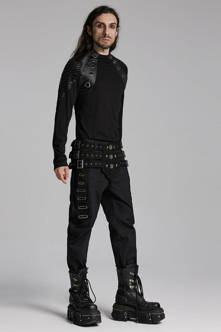 Black Skull Eyelets Buckle Men's Punk Belt