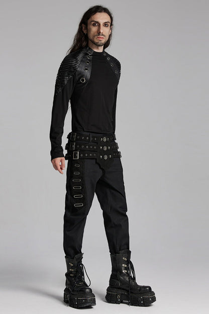 Black Skull Eyelets Buckle Men's Punk Belt