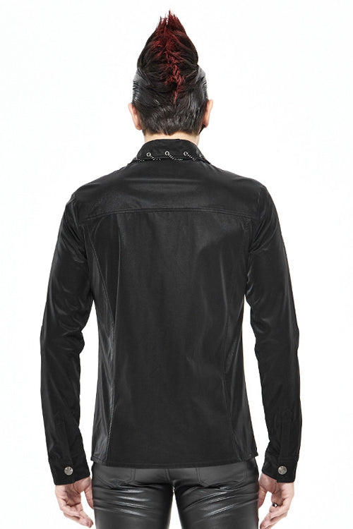 Black Rock Drawstring Mens Punk Blouse