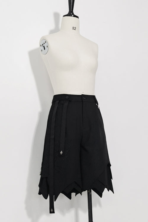 Black Spooky Shadow Irregular High Waisted Ouji Lolita Shorts