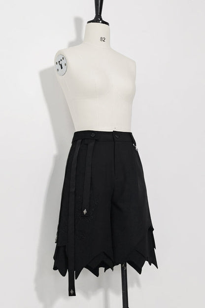 Black Spooky Shadow Irregular High Waisted Ouji Lolita Shorts