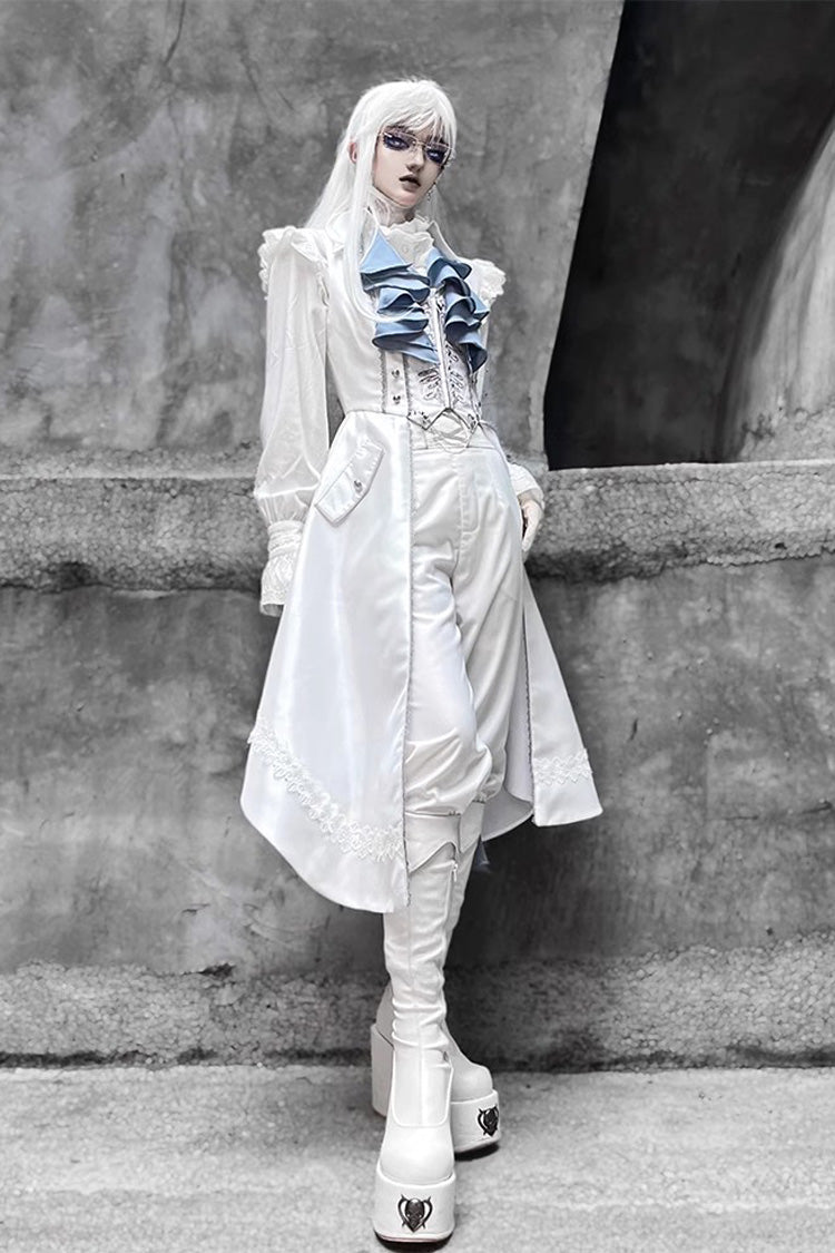White Mermaid Bone Embroidery Ouji Fashion Handsome Lolita Long Pants