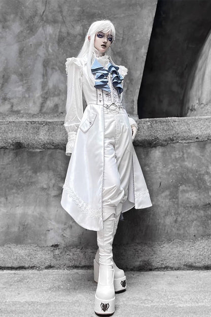 White Mermaid Bone Embroidery Ouji Fashion Handsome Lolita Long Pants