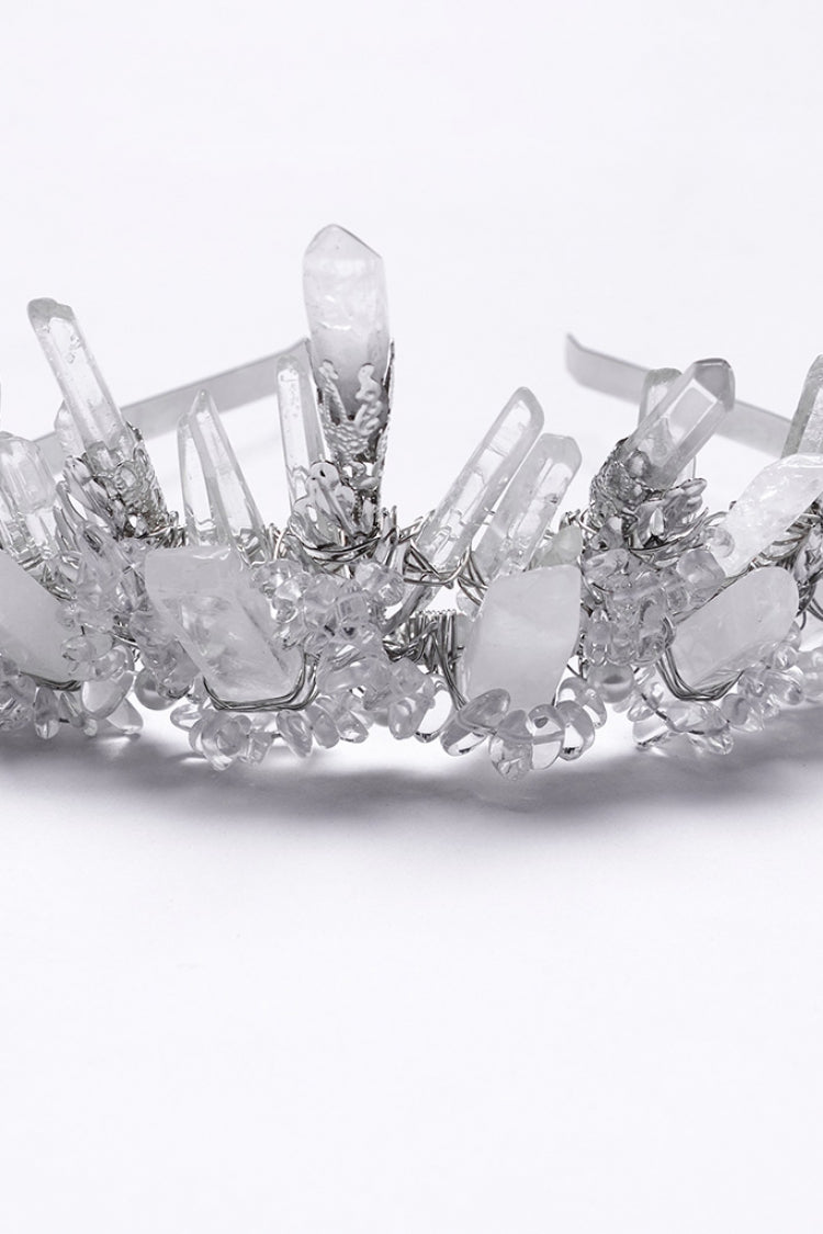 White Irregular Beaded Women's Gothic Crystal Headwear