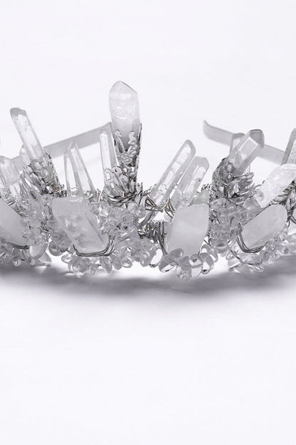 White Irregular Beaded Women's Gothic Crystal Headwear