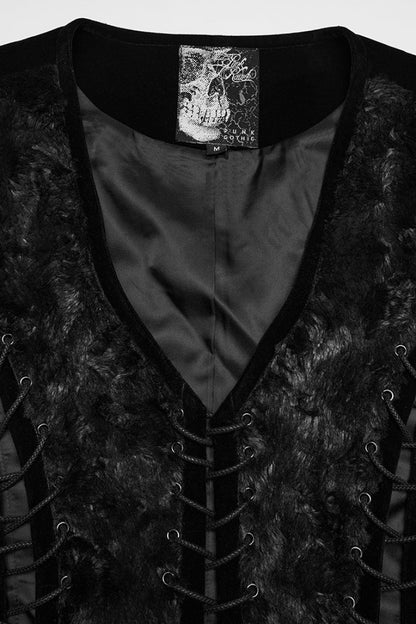 Black V Collar Sleeveless Lace-Up Buckle Straps Men's Gothic Vest