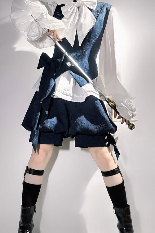 Blue [Rabbit Hunt] Bowknot Vintage Prince Ouji Lolita Vest