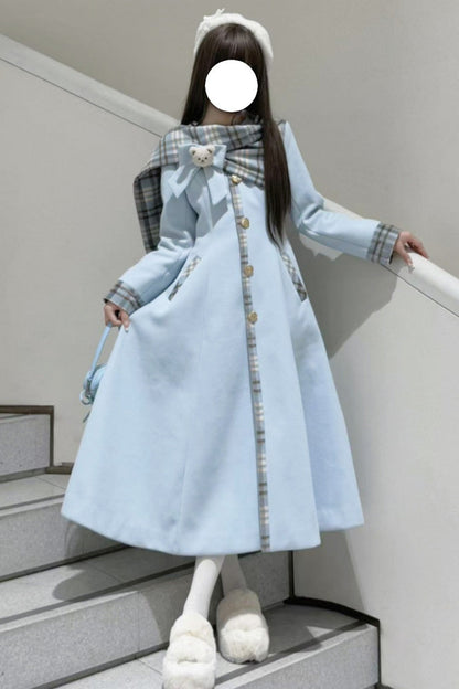 [Cookie Mousse] Single Breasted Long Sleeves Bowknot Stitching Sweet Elegant Lolita Coat 2 Colors