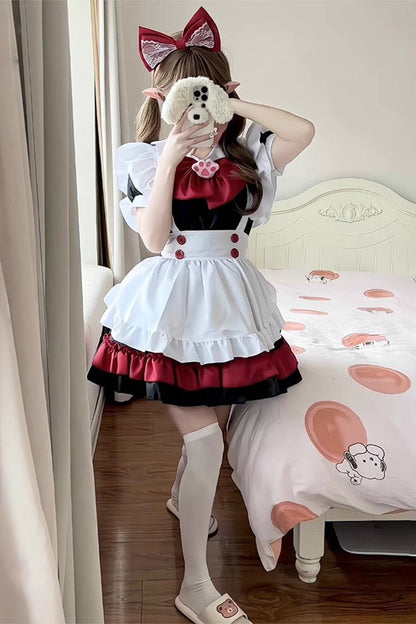Black/Red/White [Vampire] Short Sleeves Ruffle Cat's Paw Bowknot Gothic Plus Size Lolita Dress Full Set