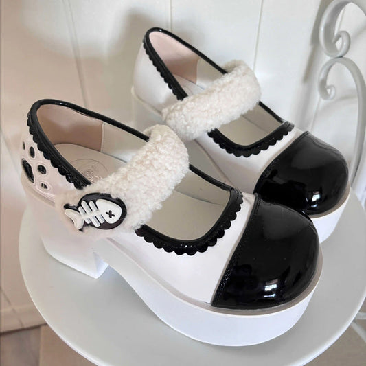 Fishbone-Style Single-Strap Buckle Sweet Lolita Platform Shoes