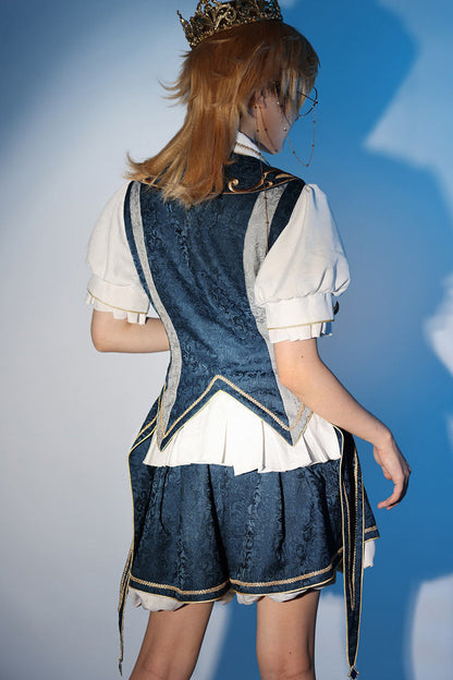 Blue [Contract Magic] Medieval Embroidery Classic Prince Handsome Ouji Lolita Coat