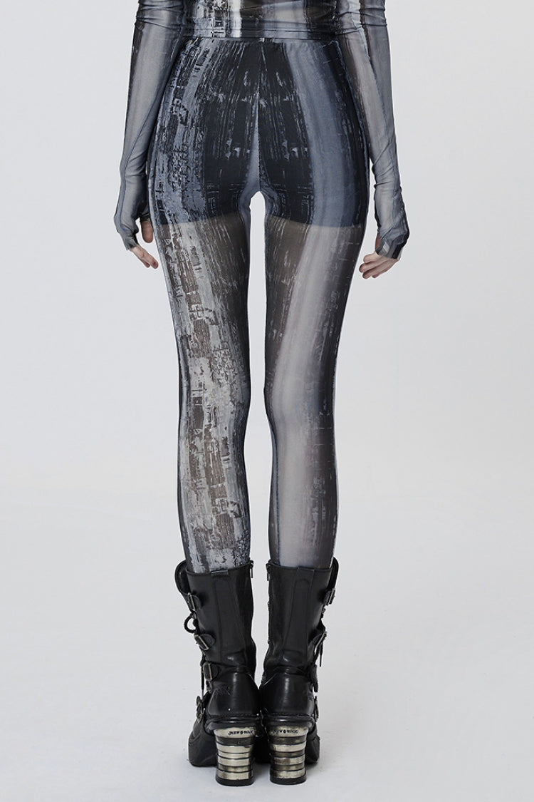 Slim Mesh Tie-dyed Women's Steampunk Leggings 2 Colors