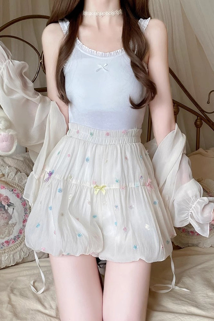White Sugar Beans Bowknot Bud Sweet Lolita Leggings