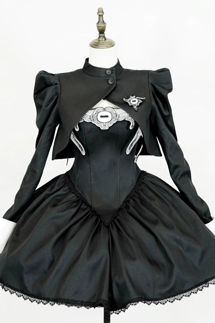 Black [Demon’s Eye] Sleeveless Ruffled Bow Gothic Lolita Dress Short Version