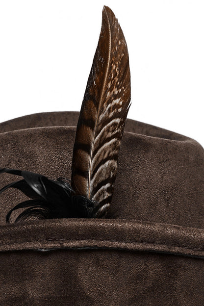 Brown Tassels Feather Skull Men's Punk Hat