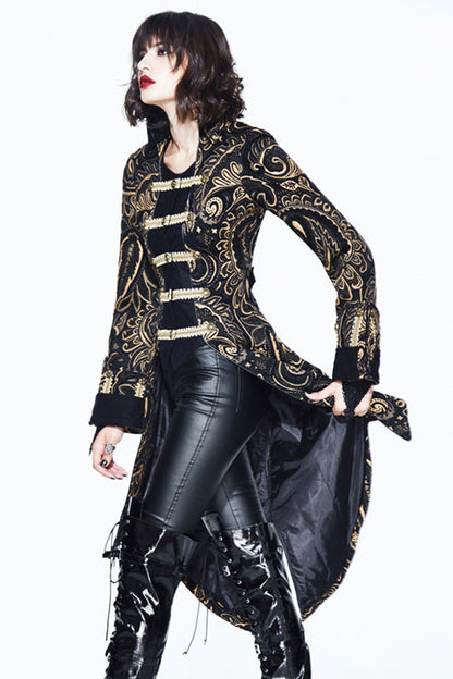 Brown With Gold Fake Two Pieces Pirate Costume Gothic Womens Coat