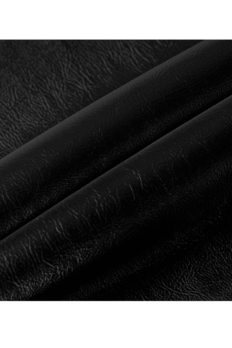 Black Rivet Lace A Version Slit Leather Women's Punk Skirt