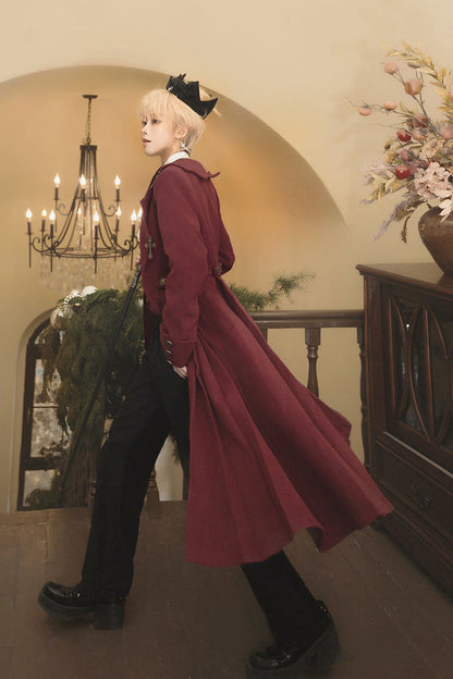 Red [The Legend of Dracula] Bat Collar Long Sleeves Prince Handsome Ouji Lolita Coat