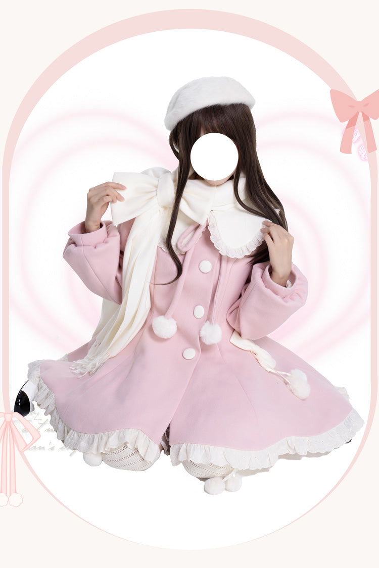 [Winter Sonata] Long Sleeves Ruffle Bowknot Sweet Elegant Princess Lolita Coat 2 Colors