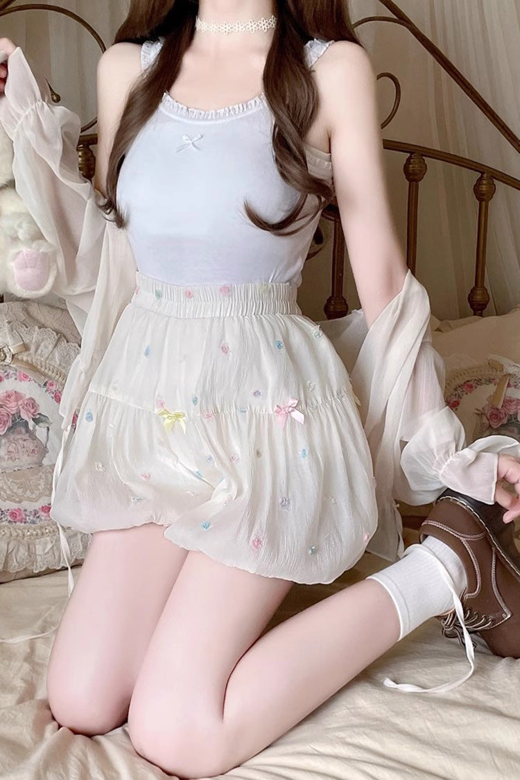 White Sugar Beans Bowknot Bud Sweet Lolita Leggings