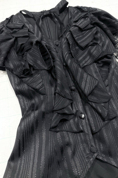 Black Ruffled Bow Gothic Japanese Lolita Blouse