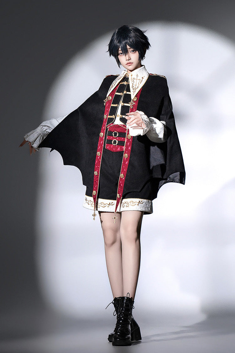 Black [Vampire Noble Court] Long Sleeves Embroidery Gothic Prince Handsome Ouji Lolita Set