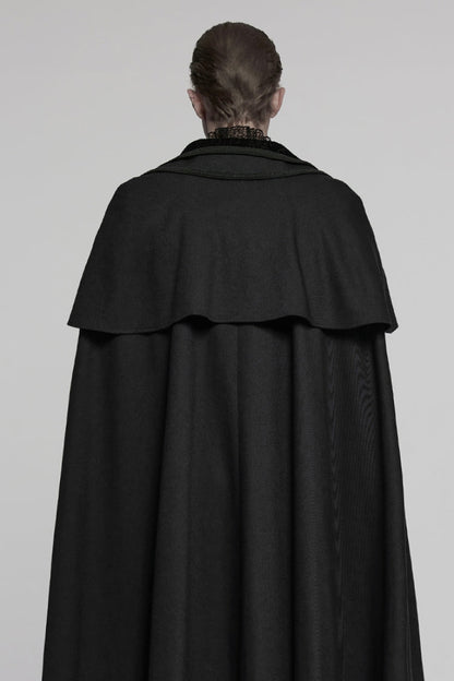 Black Stand Collar Long Sleeves Embroidery Men's Gothic Frog Witchy Coat