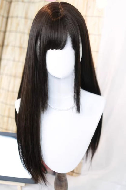 Black Tea Brown Kawaii Anime-Style Long Straight Twin-Tails Sweet Lolita Wig