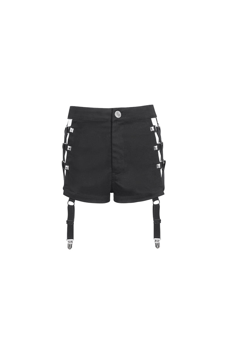 Black Side Cutouts Womens Steampunk Shorts