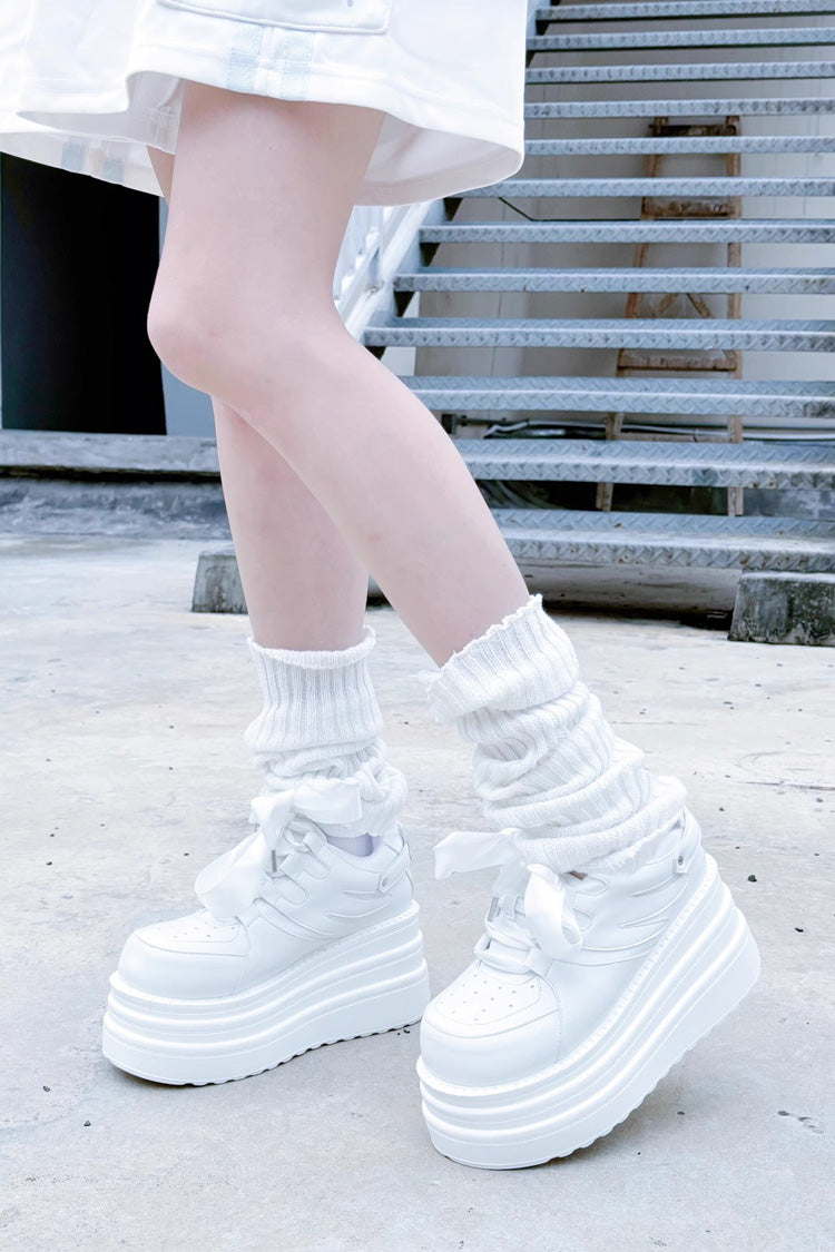 College Lace-Up Sweet Jirai Kei Japanese Platforms Shoes 2 Colors