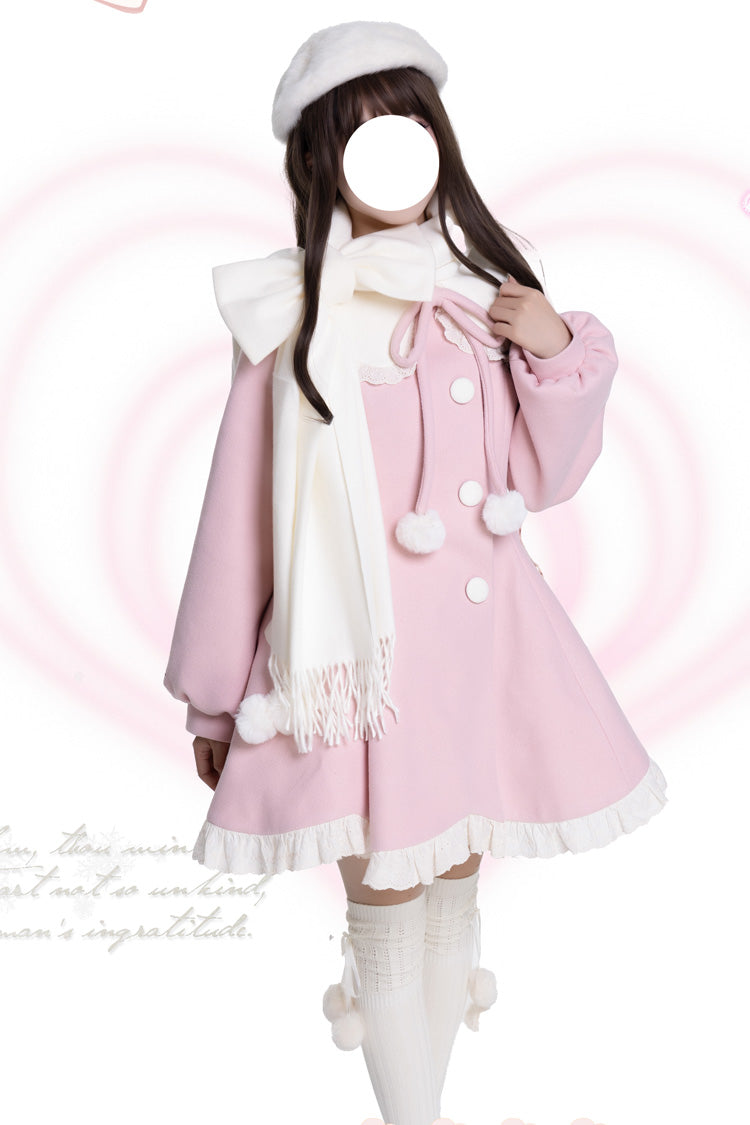 [Winter Sonata] Long Sleeves Ruffle Bowknot Sweet Elegant Princess Lolita Coat 2 Colors