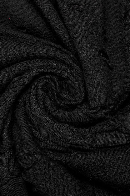 Black Ripped Men's Punk Sagging Pants with Straps