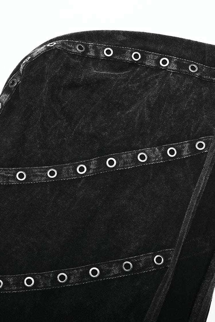 Black Sleeveless Irregular Hooded Men's Punk Tank Top
