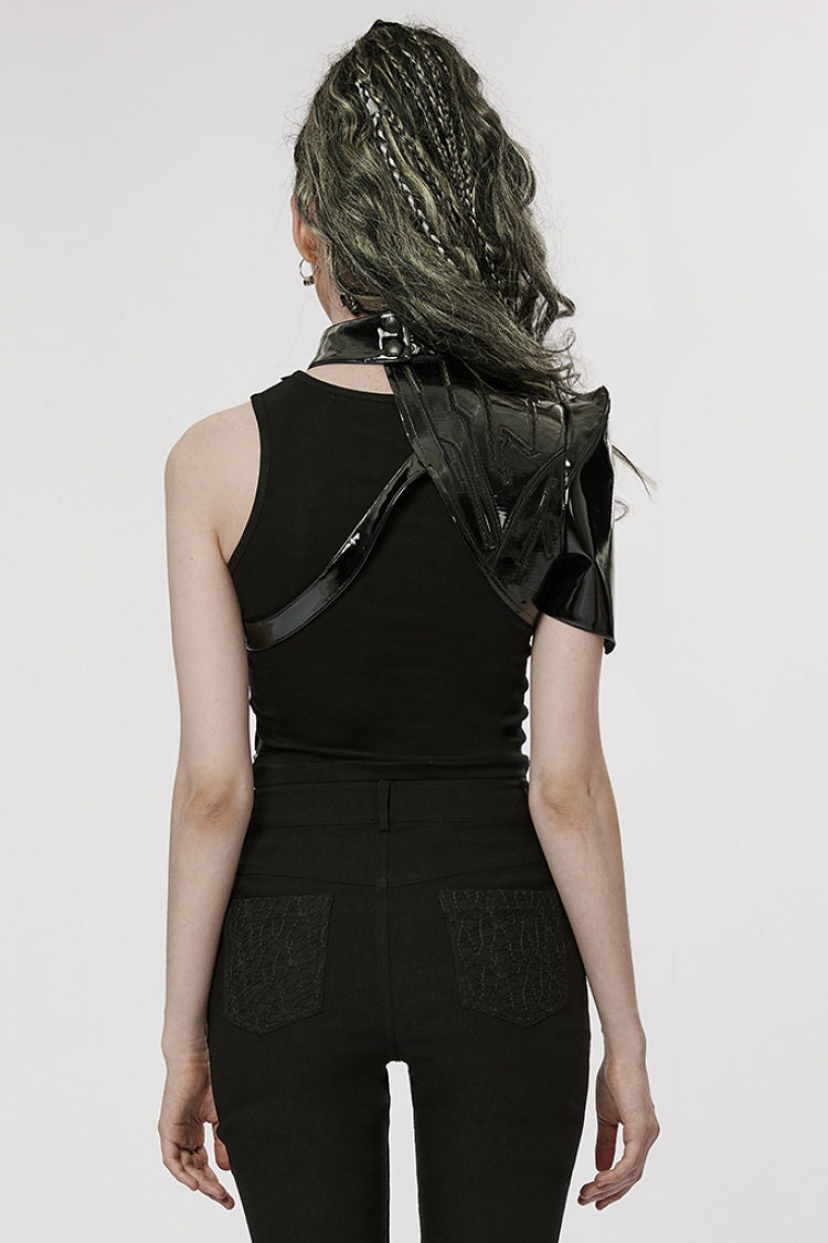 Black Stand Collar Women's Punk Patent Leather Body Harness