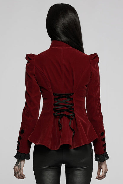 Gothic Long Puff Sleeves Hollow Womens Swallowtail Short Coat Jacket 2 Colors
