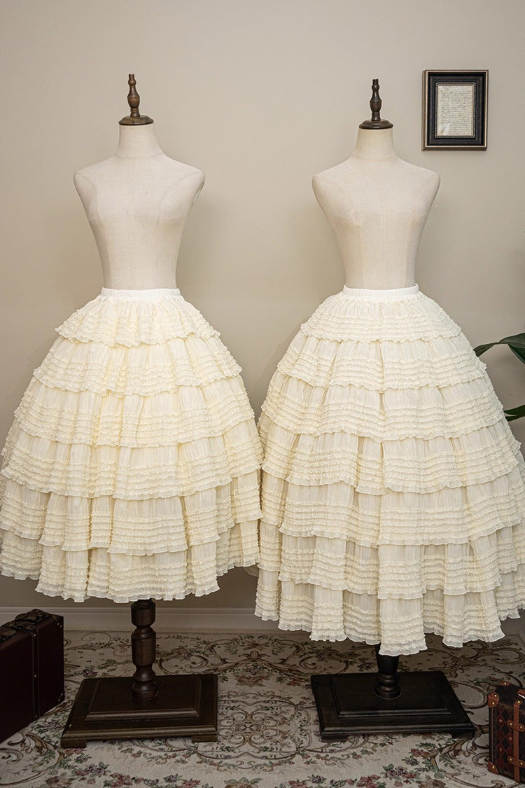 [Lemon Chicken] Multi-Layered Ruffle Sweet Elegant Lolita Skirt Petticoat 2 Colors