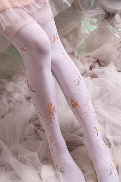 White Hot Stamping Print Sweet Lolita Pantyhose 11 Styles